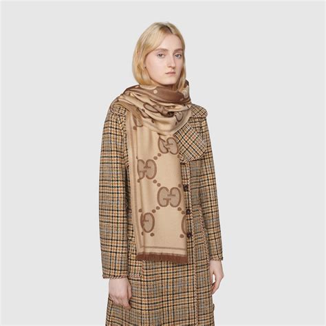 sciarpa beige gucci|gucci jacquard scarf.